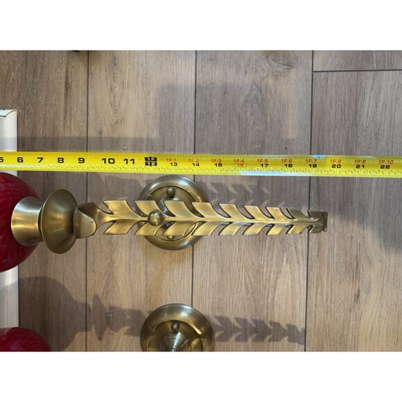 Bombay & Co Gold Leaf Wall Sconces Pair Red Glass Shades Interchangeable - Picture 13 of 14